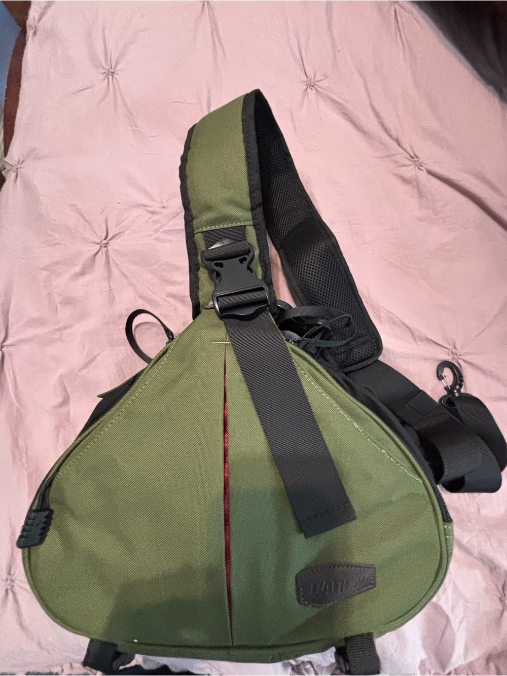 Olive Green Men's Sling Backpack - Compact Crossbody Pack